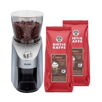 Nivona Cafe Grano 130 Elektrisk Kaffekværn Inkl. 2kg Crema Intenso Hele kaffebønner