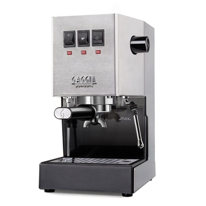Gaggia Classic E24 Stål Espressomaskine Inkl. Eureka Mignon Zero 55s Mat Sort Espressokværn & Baristaudstyr