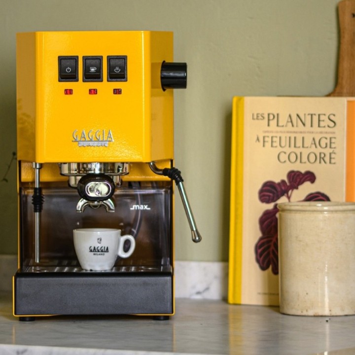 Gaggia Classic E24 Sunshine Yellow Espressomaskine Inkl. Eureka Mignon Zero 55s Mat Sort Espressokværn & Baristaudstyr