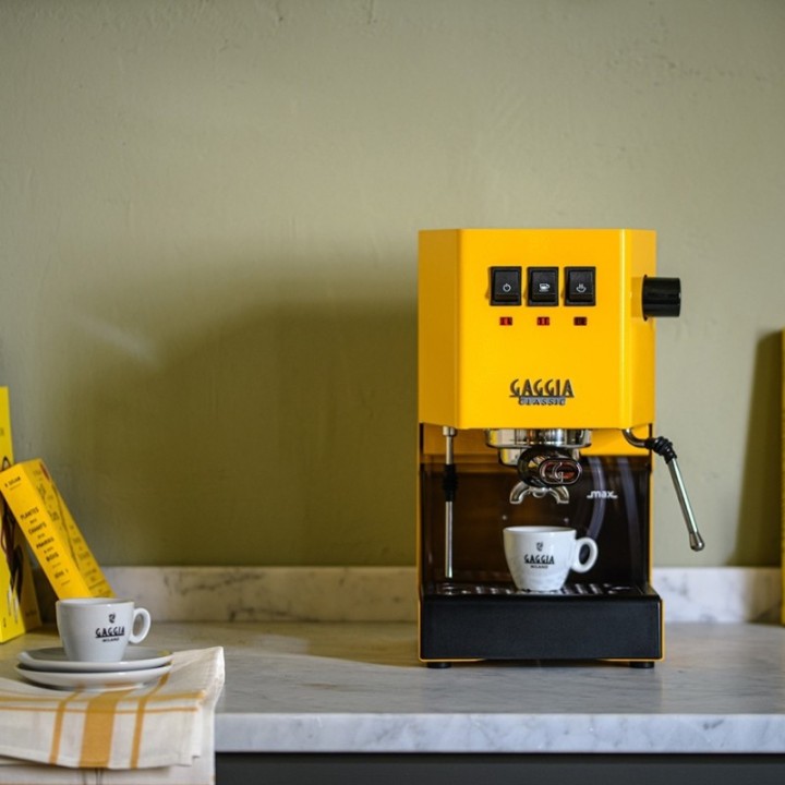 Gaggia Classic E24 Sunshine Yellow Espressomaskine Inkl. Eureka Mignon Zero 55s Mat Sort Espressokværn & Baristaudstyr