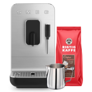 Smeg BCC12BLMEU Sort Inkl. Mælkekande 0,35L & Crema Intenso 1kg