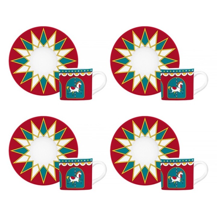 Bialetti Espressokopper 8 cl Inkl. Underkopper 4 stk Winter Wonderland