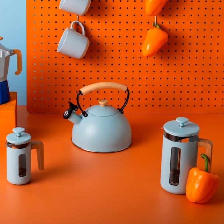 La Cafetière Pisa 8 Kop. Stempelkande Himmelblå