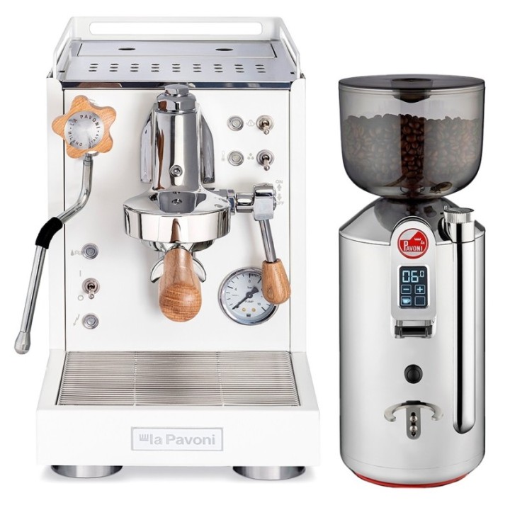 La Pavoni Mini Cellini LPSMCW01EU Inkl. Prosumer Chrome LPGGRI01EU kværn