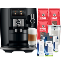 Jura J10 (EA) Piano Black Inkl. Startpakke DK sprog, Plejepakke, Mælkebeholder, Filtre & 3kg Hele kaffebønner
