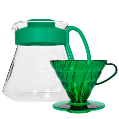 Hario V60 Filterbryg Sæt Grøn Inkl. Range Server 0,6 L, Dripper 2 Kop. & Filtre