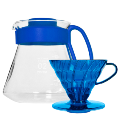 Hario V60 Filterbryg Sæt Blå Inkl. Range Server 0,6 L, Dripper 2 Kop. & Filtre