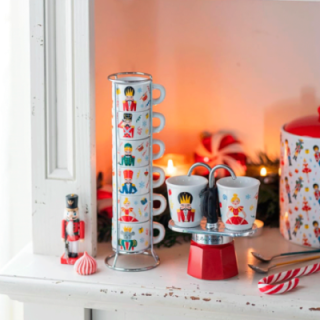 Bialetti Nøddeknækkeren Espressokopper 9 cl Inkl. holder 6 stk