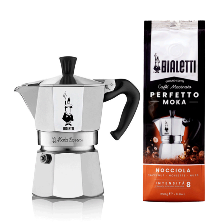 Bialetti Moka Express 4 Kop. Espressokande Inkl. Nocciola 250g Malet Kaffe