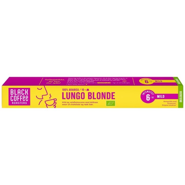 Black Coffee Roasters Lungo Blonde Kaffekapsler Øko 10 x 10 stk