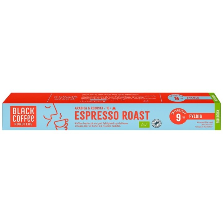 Black Coffee Roasters Espresso Roast Kaffekapsler Øko 10 x 10 stk
