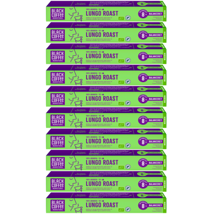 Black Coffee Roasters Lungo Roast Kaffekapsler Øko 10 x 10 stk