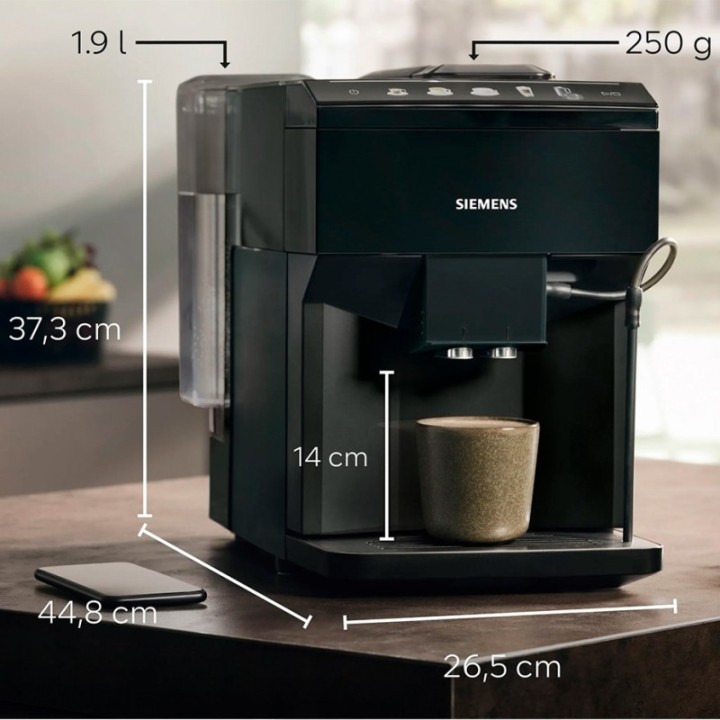 Siemens TP511R09 EQ500 Espressomaskine Inkl. Mælkebeholder & 2kg Rigtig Kaffe Hele kaffebønner