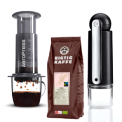 AeroPress Rejsebrygger Inkl. CrushGrind Colombia Rejsekværn & 400g Rigtig Kaffe Tanzania No. 2