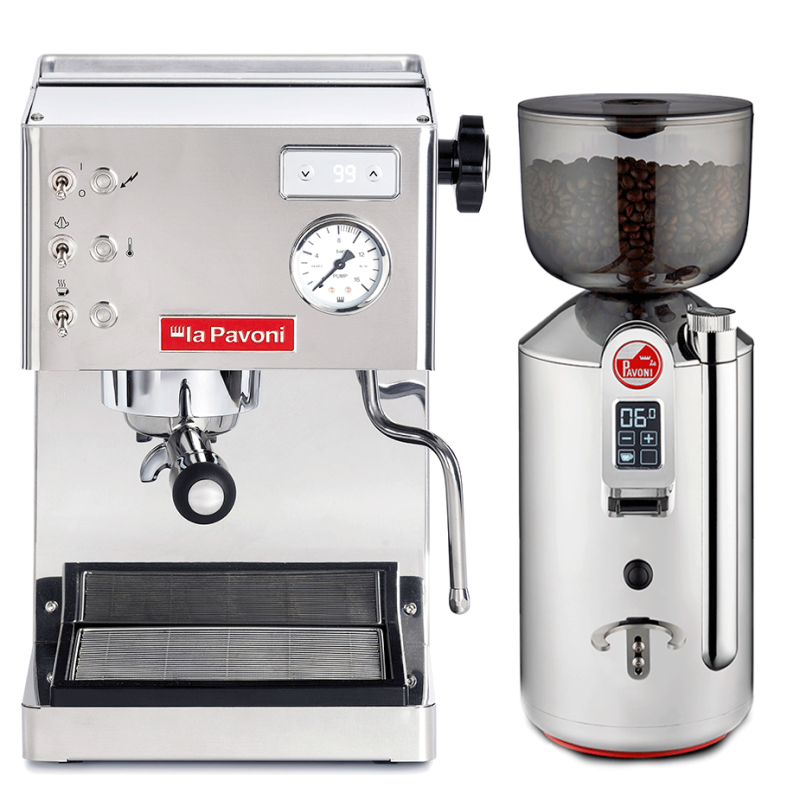 La Pavoni Casa Bar PID Stål LPMCBS02EU inkl. LPGGRI01EU Espressokvarn