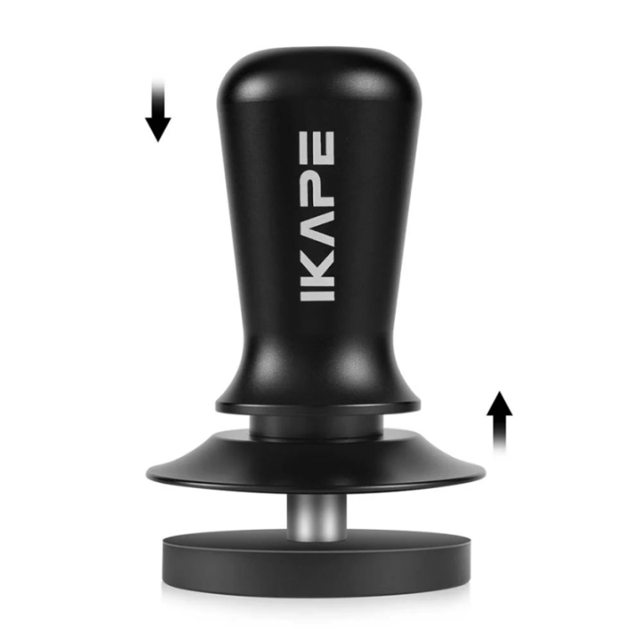 IKAPE V3 Kalibreret Tamper med Fjeder & Riller 58 mm Sort