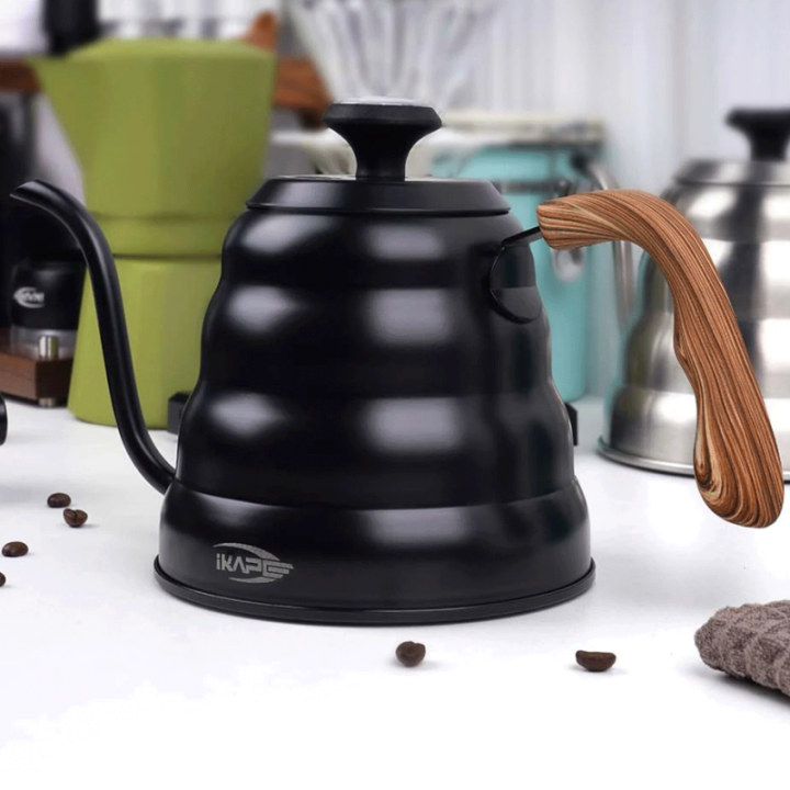 IKAPE Pour Over Kedel med Termometer 1,2 L Sort