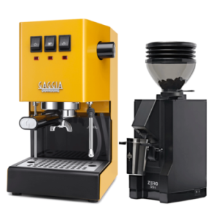 Gaggia Classic E24 Sunshine Yellow Espressomaskine Inkl. Eureka Mignon Zero 55s Mat Sort Espressokværn