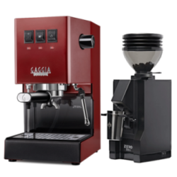 Gaggia Classic E24 Rød Espressomaskine Inkl. Eureka Mignon Zero 55s Mat Sort Espressokværn