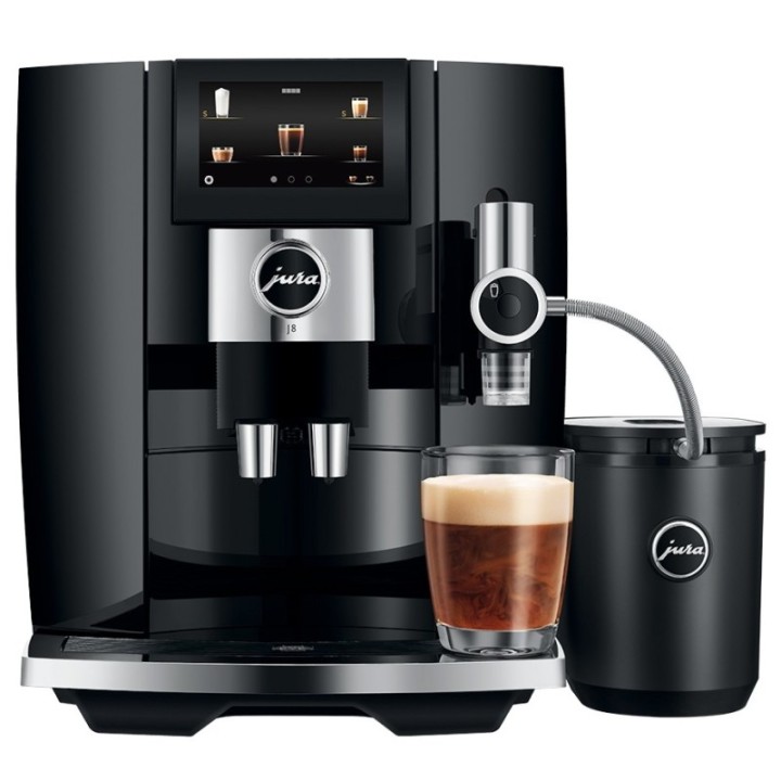 Jura J8 (EA) Piano Black Espressomaskine Inkl. Startpakke, Plejepakke, Filtre, Mælkebeholder & 1kg Dolce Crema