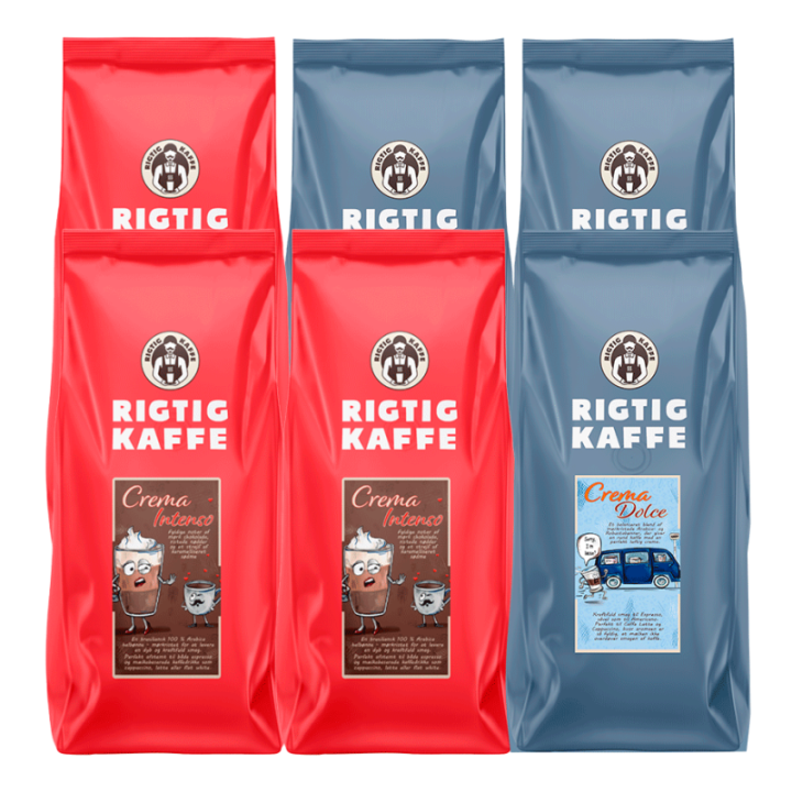Rigtig Kaffe Crema Intenso & Dolce Crema 6kg Hele kaffebønner