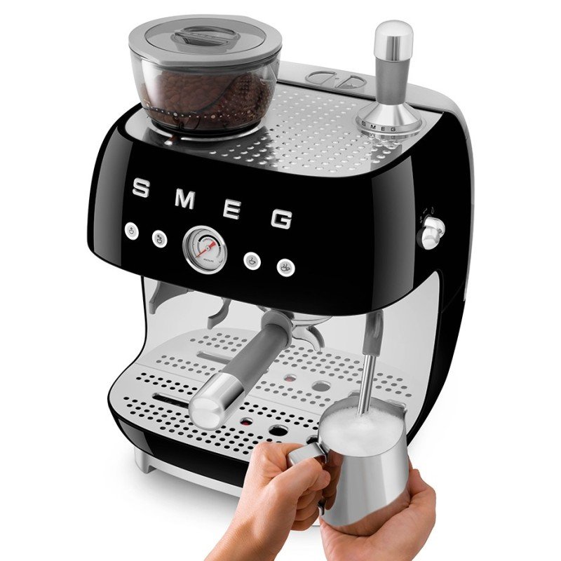 Smeg EGF03BLEU Manuell maskin med kvarn, svart & 3 kg hela kaffebönor