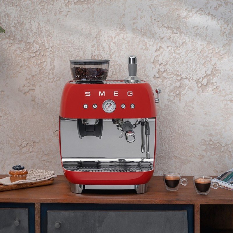 Smeg EGF03RDEU Manuell Espressomaskin Röd & Rigtig Kaffe Bestseller Mixpaket 3 kg