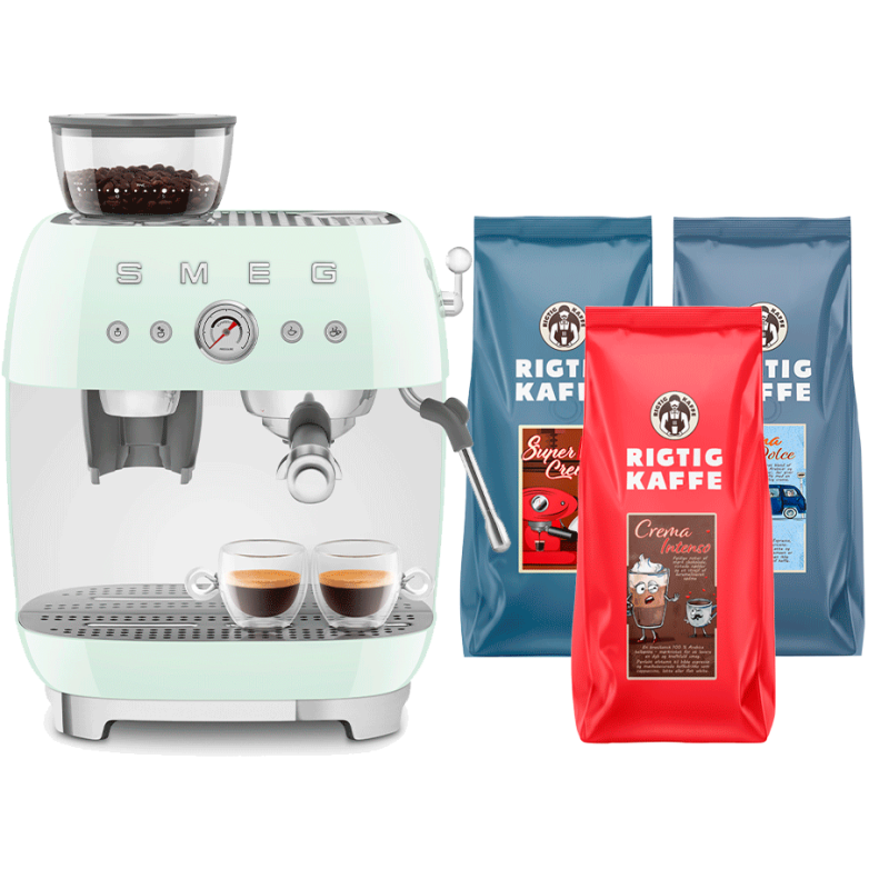 Smeg EGF03CREU Manuell espressomaskin med kvarn Creme inkl. 3 kg kaffe