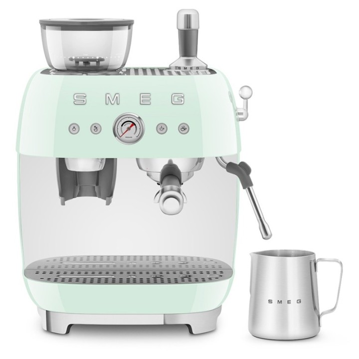 Smeg EGF03PGEU Manuel espressomaskine Inkl. Kværn Pastelgrøn & Rigtig Kaffe Bestseller Mixpakke 3kg Hele kaffebønner