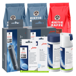 Jura Plejepakke - Claris Smart+ Filtre 6 stk, Rens, Afkalkning & 3kg Rigtig Kaffe Hele kaffebønner