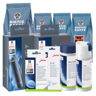 Jura Plejepakke - Claris Smart+ Filtre 6 stk, Rens, Afkalkning & 2,5kg Rigtig Kaffe Hele kaffebønner