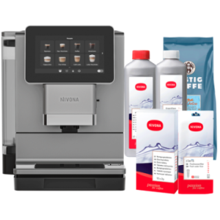 Nivona NIVO 9'103 Titanium Espressomaskine Inkl. Afkalkning, Rens, Filter & 1kg Rigtig Kaffe Dolce Crema