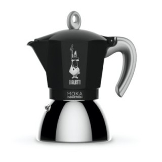 Bialetti Moka Induktion 6 Kop. Espressokande Sort Inkl. Club House Tulipano Espresso m. Underkop Mat Brun 7 cl 2 Stk