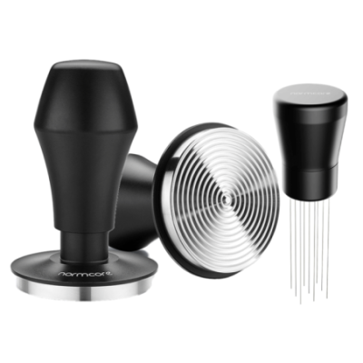 Normcore V4 Tamper med Fjeder, Riller & Titaniumsbelægning 58 mm Inkl. WDT Tool V2 Sort