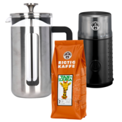 La Cafetière Pisa 8 Kop. Stempelkande Rustfrit Stål Inkl. House of Barista Elektrisk Kaffemølle & 400g Rigtig Kaffe