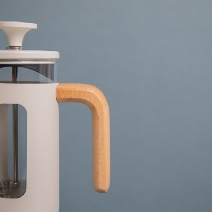 La Cafetière Pisa 8 Kop. Stempelkande Hvid Inkl. House of Barista Elektrisk Kaffemølle & 400g Rigtig Kaffe