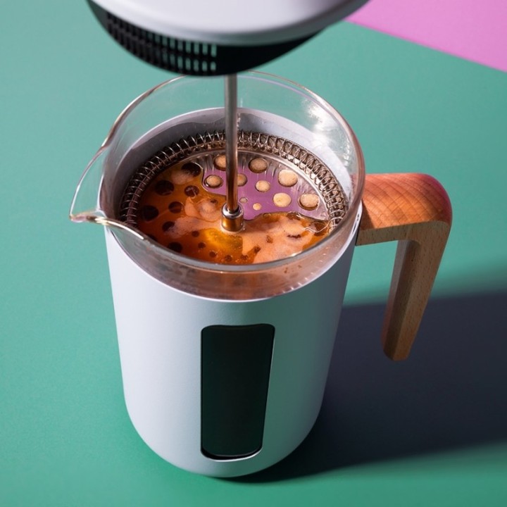 La Cafetière Pisa 8 Kop. Stempelkande Himmelblå Inkl. House of Barista Elektrisk Kaffemølle & 400g Rigtig Kaffe