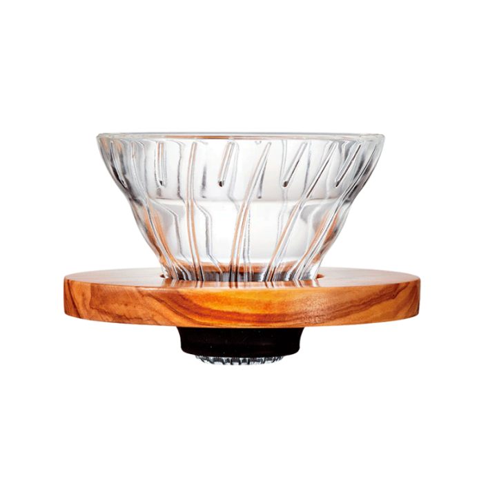 Hario V60-01 Glas Dripper Oliventræ 1 Kop.