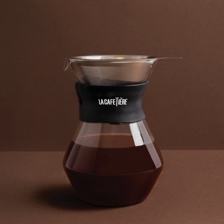 IKAPE Pour Over Kedel 1,2 L Sort Inkl. La Cafetière Pour Over 3 Kop., Kaffemølle & Rigtig Kaffe Organic Chiapas 400g