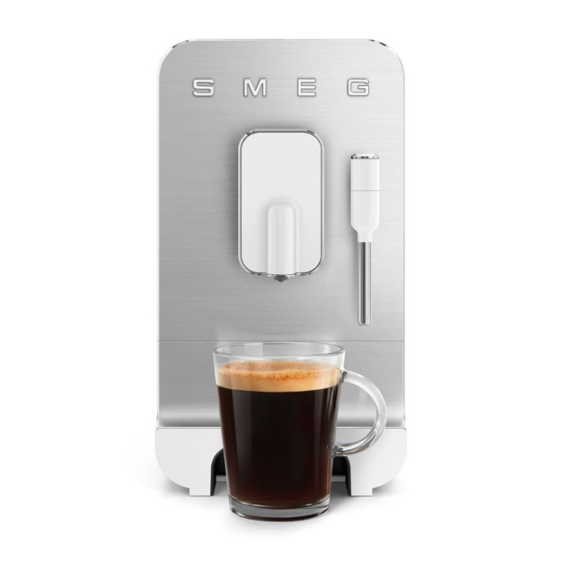Smeg BCC12WHMEU Espressomaskine Hvid Inkl. Mælkekande 0,35L & Rigtig Kaffe Crema Intenso 1kg Hele kaffebønner