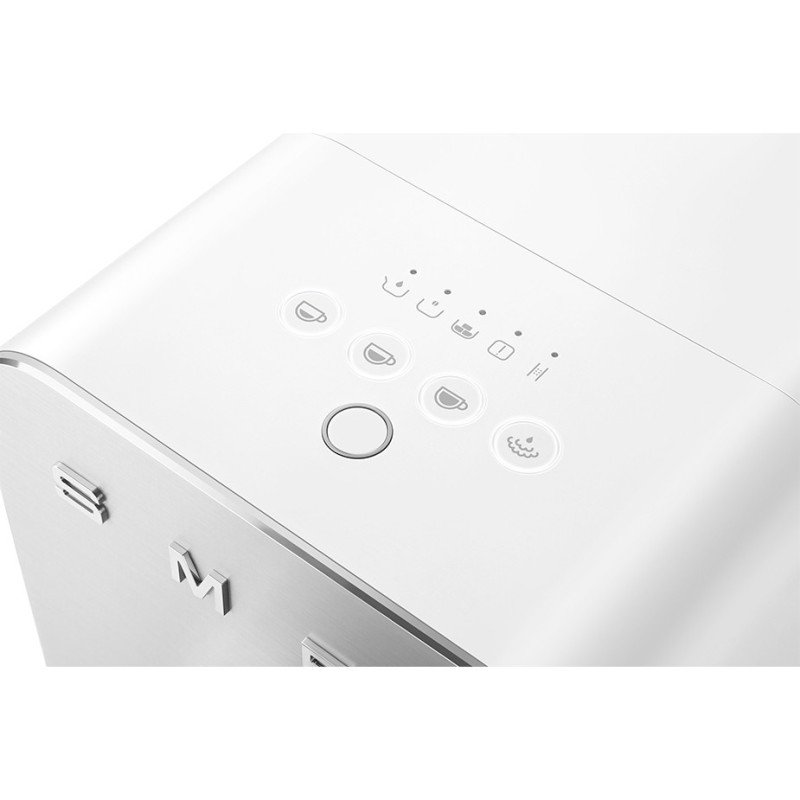 Smeg BCC12WHMEU Espressomaskine Hvid Inkl. Mælkekande 0,35L & Rigtig Kaffe Crema Intenso 1kg Hele kaffebønner