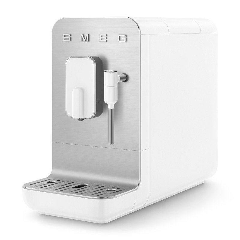 Smeg BCC12WHMEU Espressomaskine Hvid Inkl. Mælkekande 0,35L & Rigtig Kaffe Crema Intenso 1kg Hele kaffebønner