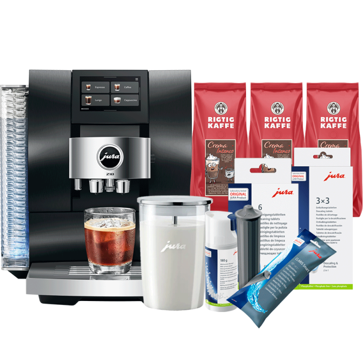 Jura Z10 (EB) Aluminium Black Espressomaskine Inkl. Startpakke DK sprog, Rens, Afkalkning, Filter, Mælkebeholder & 3kg Kaffe