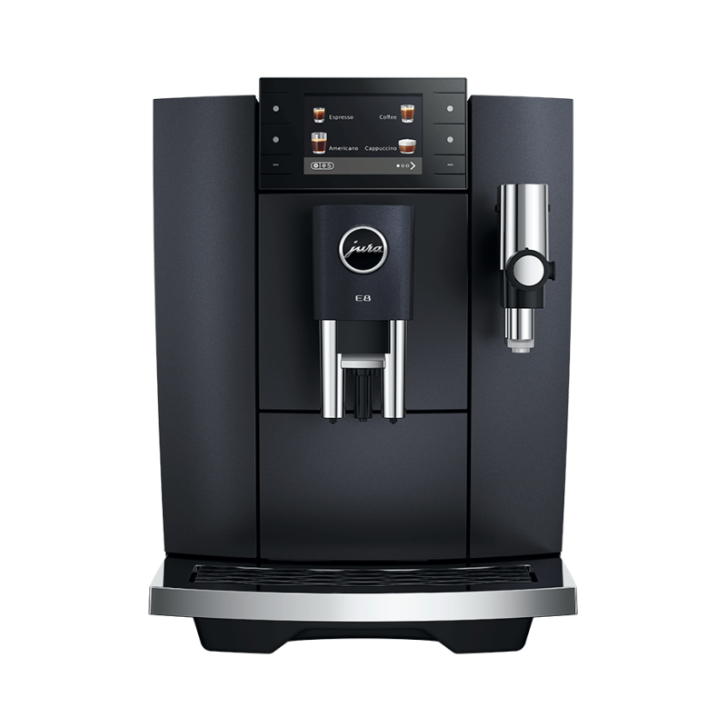 Jura E8 (ED) Cosmic Black Espressomaskine Inkl. Startpakke (DK sprog), Pleje, Filtre, Mælkebeholder & 3kg Crema Intenso