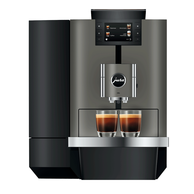 Jura X10c (EA) Dark Inox Espressomaskine Inkl. Startpakke, 2,5L Cooler, Pleje & 6kg Kaffe