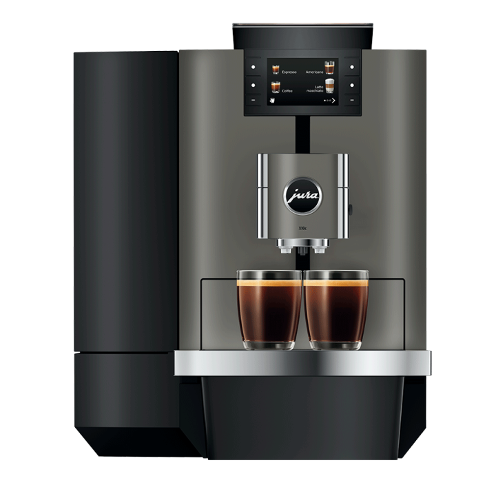 Jura X10c (EA) Dark Inox Espressomaskine Inkl. Startpakke, 2,5L Cooler, Pleje & 6kg Kaffe