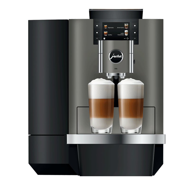 Jura X10c (EA) Dark Inox Espressomaskine Inkl. Startpakke, 2,5L Cooler, Pleje & 6kg Kaffe