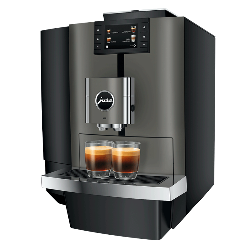 Jura X10c (EA) Dark Inox Espressomaskine Inkl. Startpakke, 2,5L Cooler, Pleje & 6kg Kaffe