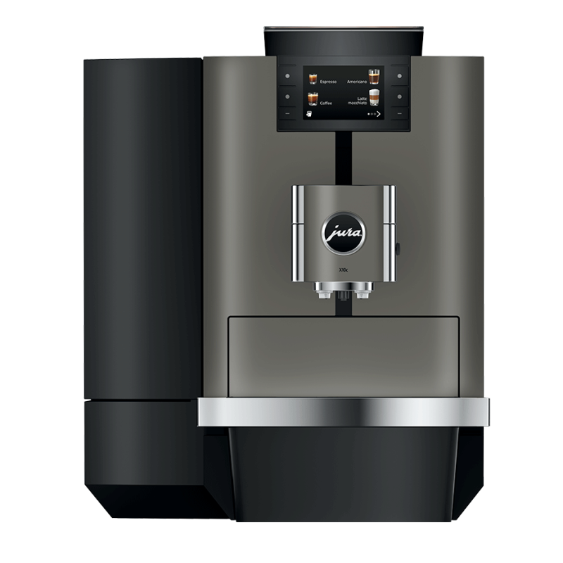 Jura X10c (EA) Dark Inox Espressomaskine Inkl. Startpakke, 2,5L Cooler, Pleje & 6kg Kaffe