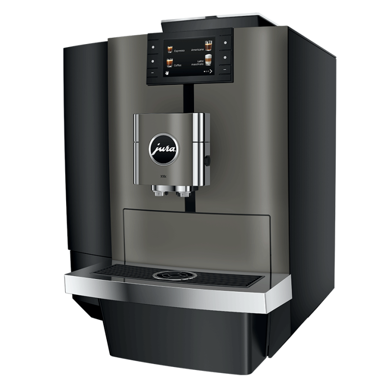 Jura X10c (EA) Dark Inox Espressomaskine Inkl. Startpakke, 2,5L Cooler, Pleje & 6kg Kaffe